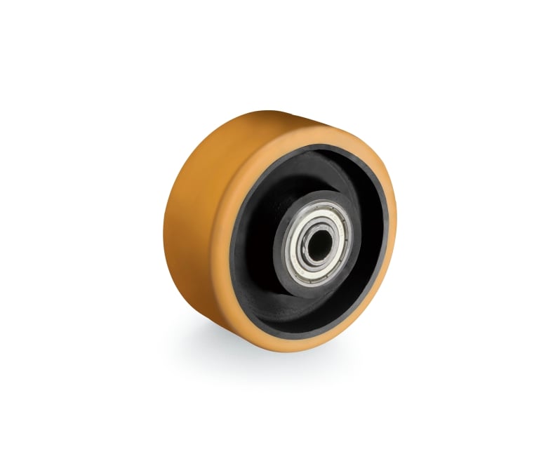 Roda 4", de poliuretano moldado, amarela, R 414 UFK, RODCAR
