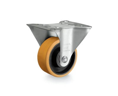 Rodízio fixo industrial leve 3", de poliuretano, amarelo, FLR 312 UF RODCAR