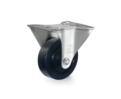 Rodízio fixo leve 3", de borracha, preto, FLR 312 BIN, RODCAR