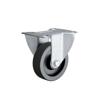 Rodízio fixo leve 4", de borracha, preto, FLR 414 BIN, RODCAR