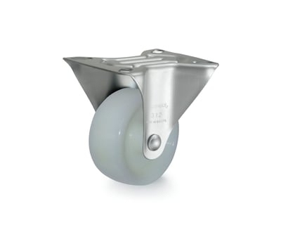 Rodízio fixo industrial leve 3", de nylon, branco, FLR 312 N, RODCAR