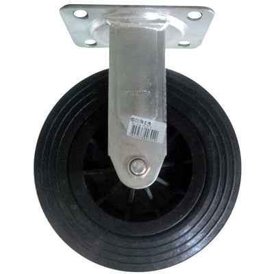 Rodízio fixo médio 8", de borracha maciça, preto, FSA 82 PMN