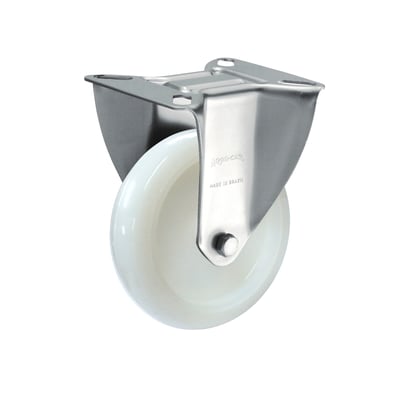 Rodízio fixo industrial leve 5", de nylon, branco, FLR 512 N, RODCAR