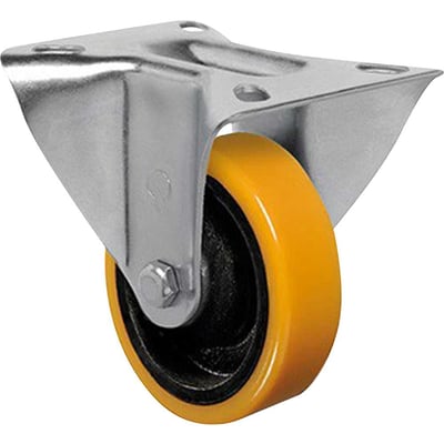 Rodízio fixo industrial leve 4", de poliuretano, amarelo, FL 414 PN