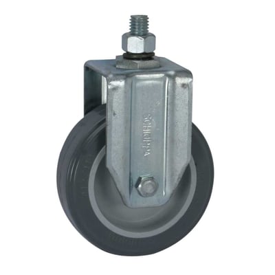 Rodízio fixo leve 4", de resina termoplástica, cinza, com rosca, FLE 412 BP