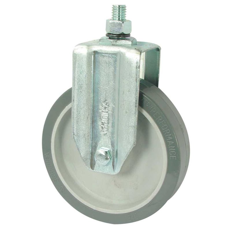 Rodízio fixo leve 5", de resina termoplástica, cinza, com rosca, FLE 512 BP