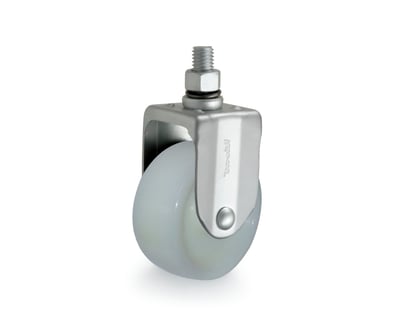 Rodízio fixo leve 3", de nylon, branco, com rosca, FRR 312 N, RODCAR