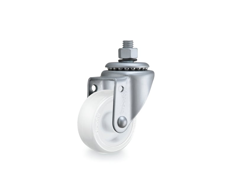 Rodízio giratório leve 2", de nylon, branco, com rosca, GRR 210 NN, RODCAR