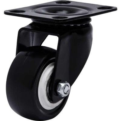 Rodízio giratório leve série black, base placa, 2", roda preta, 50 kgf, GLPB.210.BP.E