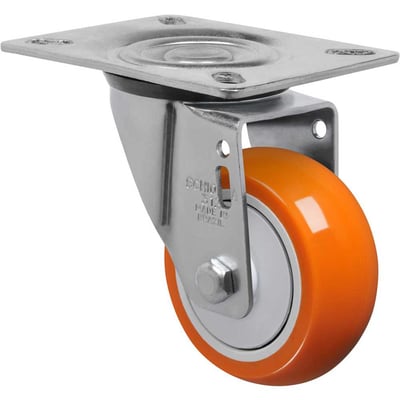 Rodízio giratório leve 3", de poliuretano, laranja, GL 312 UP