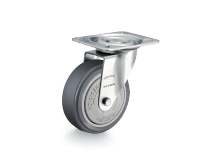 Rodízio giratório 4", de resina termoplástica, cinza, GLR 414 BPNC, RODCAR