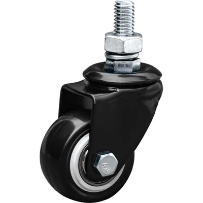 Rodízio giratório leve série black, base espiga, 1.5/8", roda preta, 30 kgf