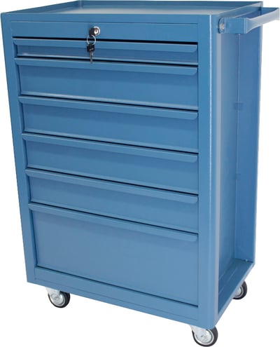 Carro para ferramentas, 60 cm x 40 cm x 90,5 cm, fechado, com 6 gavetas, 90 kgf, azul