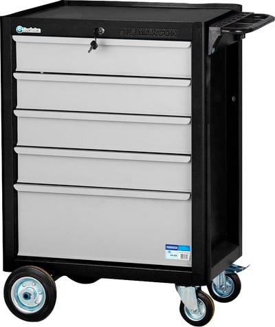 Carro para ferramentas, 60 cm x 40 cm x 86,4 cm, fechado, com 5 gavetas, 330 kgf, preto com cinza, Black Series