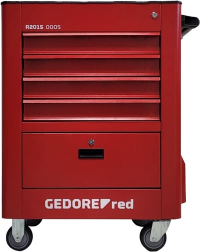 Carro para ferramentas vermelho, 743 mm x 413 mm x 921 mm, 4 gavetas, 3301653