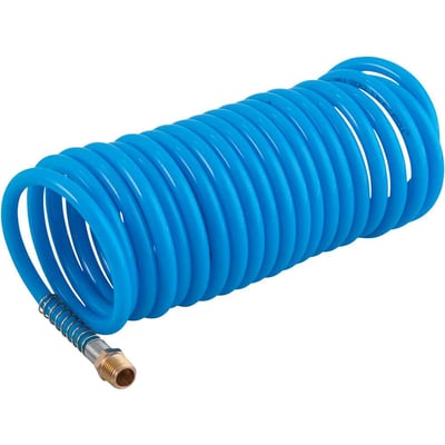 Mangueira/tubo poliuretano azul, espiral, conector 1/4" NPT macho, 5,0 mm x 8,0 mm, com 5,0 m