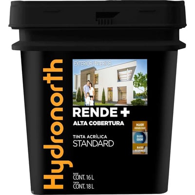 Tinta acrílica fosca, 18 litros, cor branco neve, Rende + Alta Cobertura Standard
