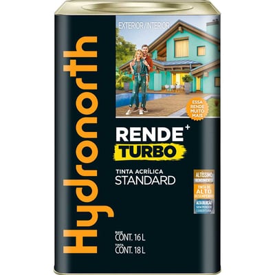 Tinta acrílica fosca, branco neve, 18 litros, Rende + Turbo Stardard
