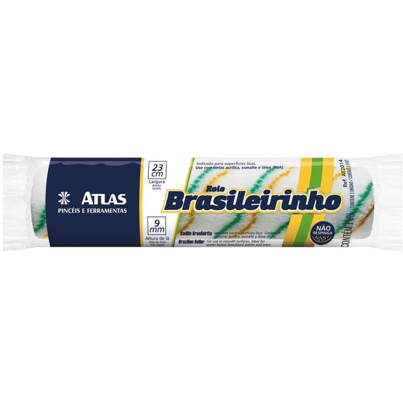 Rolo para pintura de poliamida sem suporte, 23 cm, BRASILEIRINHO, AT2014