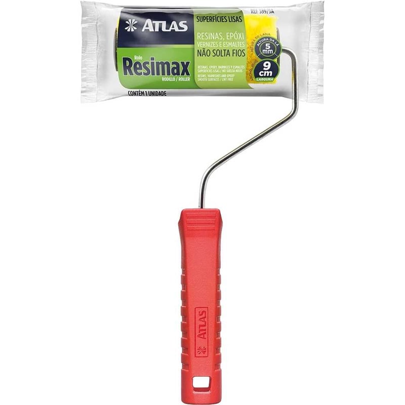 Rolo de pintura de lã sintética com suporte metálico, 9 cm, RESIMAX, 339/9A
