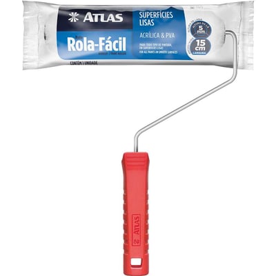 Rolo de pintura de lã sintética com suporte metálico, 15 cm, ROLA FACIL, 715/5