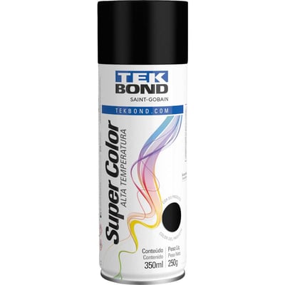 Tinta spray preto fosco alta temperatura, 350 ml