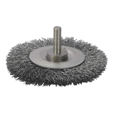 Escova circular aço 75 mm x 13 mm, haste 6 mm, fio 0,30 mm