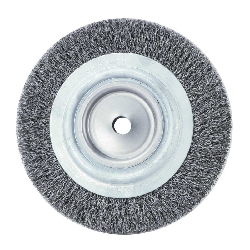 Escova circular de aço, ondulada, 150 mm x 19 mm Furo 13 mm prensada, fio 0,40 mm
