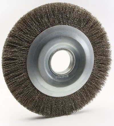 Escova circular de aço, ondulada, 200 mm x 25 mm Furo 16 mm prensada, fio 0,40 mm