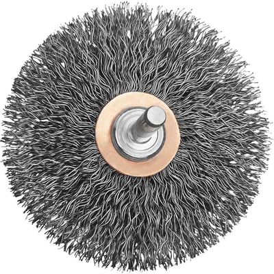 Escova circular de aço carbono, 2", com fio ondulado, haste de 1/4", DW49007