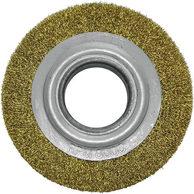 Escova circular ondulada latão 150 x 19 mm, furo 13 mm, fio 0,15/0,20 T.7000
