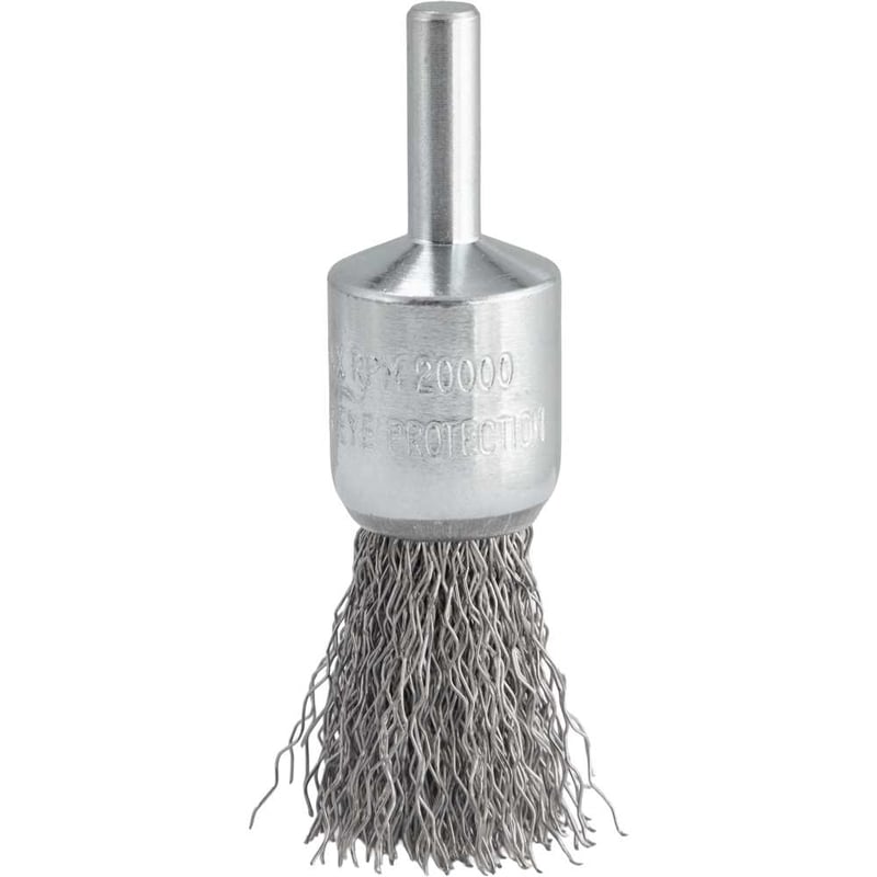 Escova pincel 19 mm, aço inox, cerdas onduladas, haste 1/4"