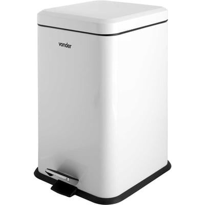 Lixeira retangular, 20 litros, inox, branca