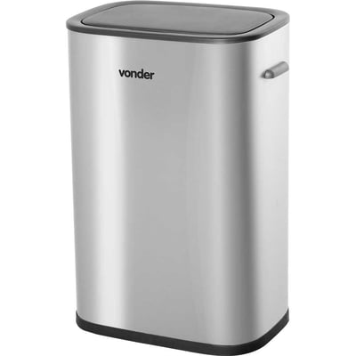 Lixeira retangular com sensor de abertura, 55 litros, inox