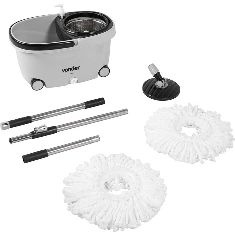 Rodo MOP giratório, 7,5 litros, com cesto em aço inox
