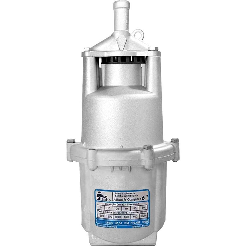 Bomba submersa vibratória, saída de 3/4", 254 V~, 0,4 hp, Compact 6", 776