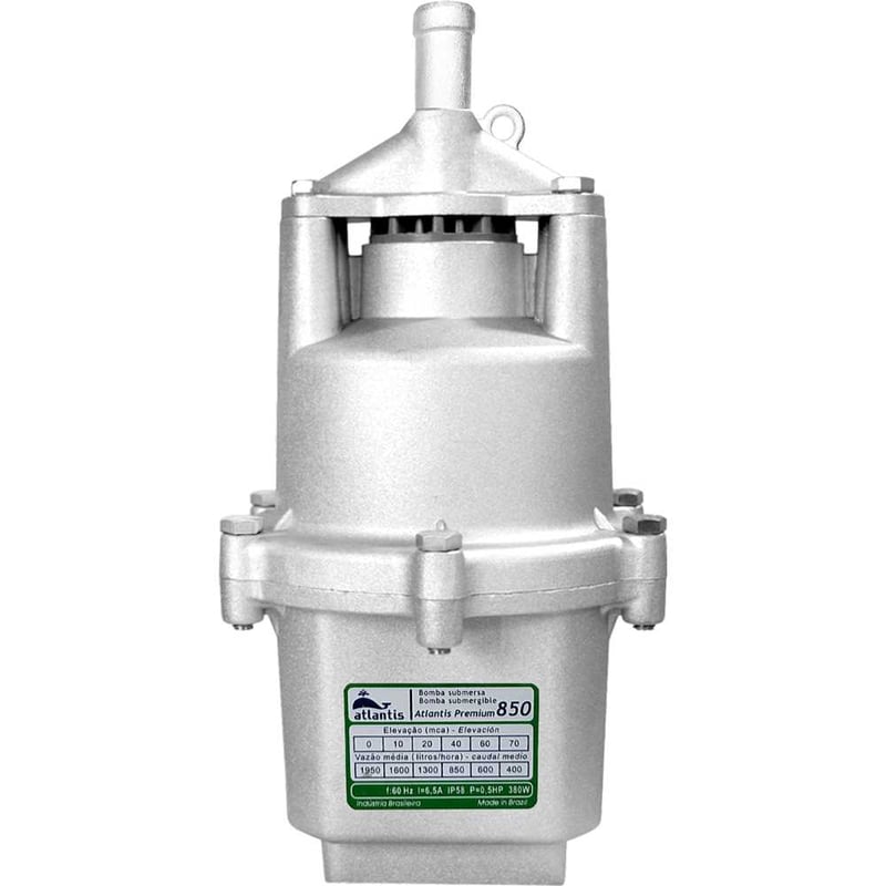 Bomba submersa vibratória, saída de 3/4", 254 V~, 0,5 hp, Premium 850, 775