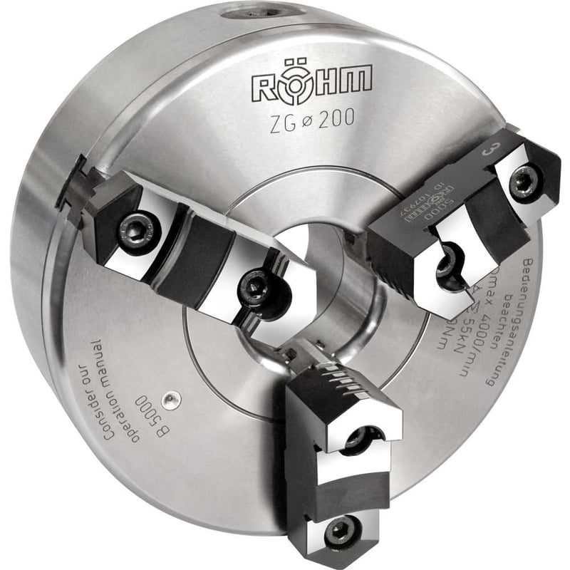 Placa mecânica para torno 6", autocentrante, aço, 3 castanhas, DIN 6350, Duro-M 185303