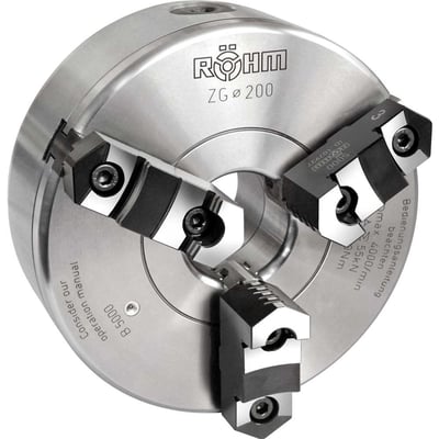 Placa mecânica para torno 8", autocentrante, aço, 3 castanhas, DIN 6350, Duro-M 185304