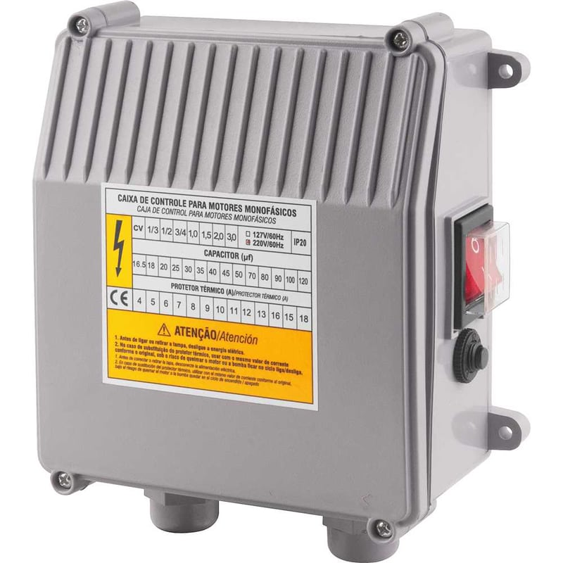 Caixa de comando para bomba tipo caneta de 3", 0,75 hp, 220 V~