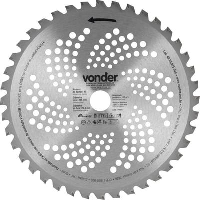 Lâmina circular com vídea, para roçadeiras, 255 mm x 25,4 mm, 40 dentes