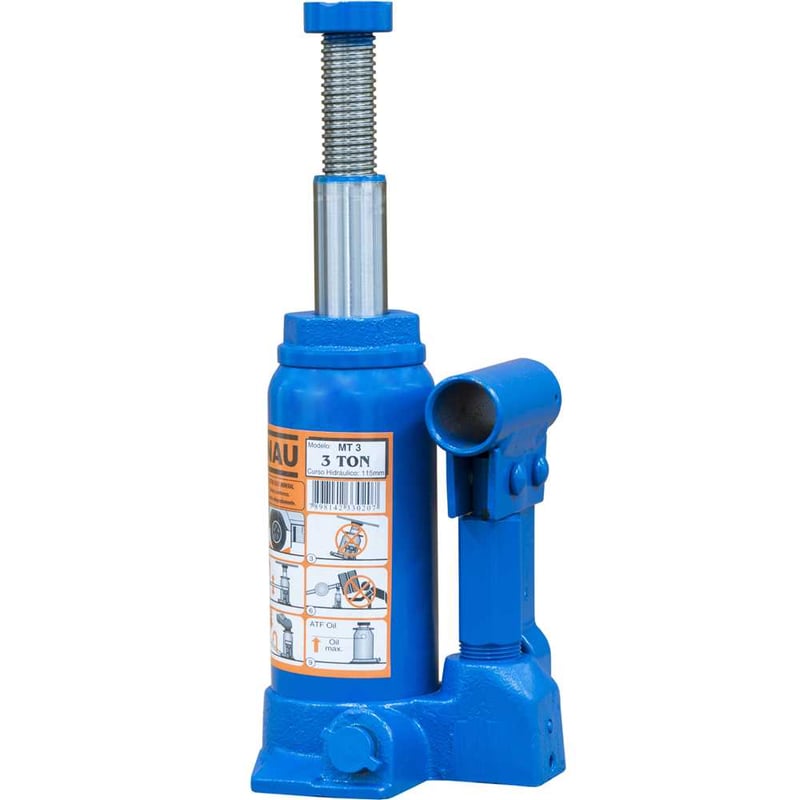 Macaco hidráulico tipo garrafa, 3 toneladas (3 tf), MT-3