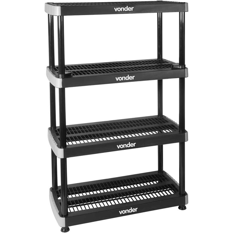 Estante plástica desmontável, 4 prateleiras