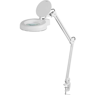 Lupa articulada com LED, bivolt, com fixador para bancada