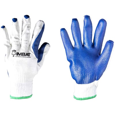 Luva de malha com látex vulcanizado, cor azul, tamanho 8