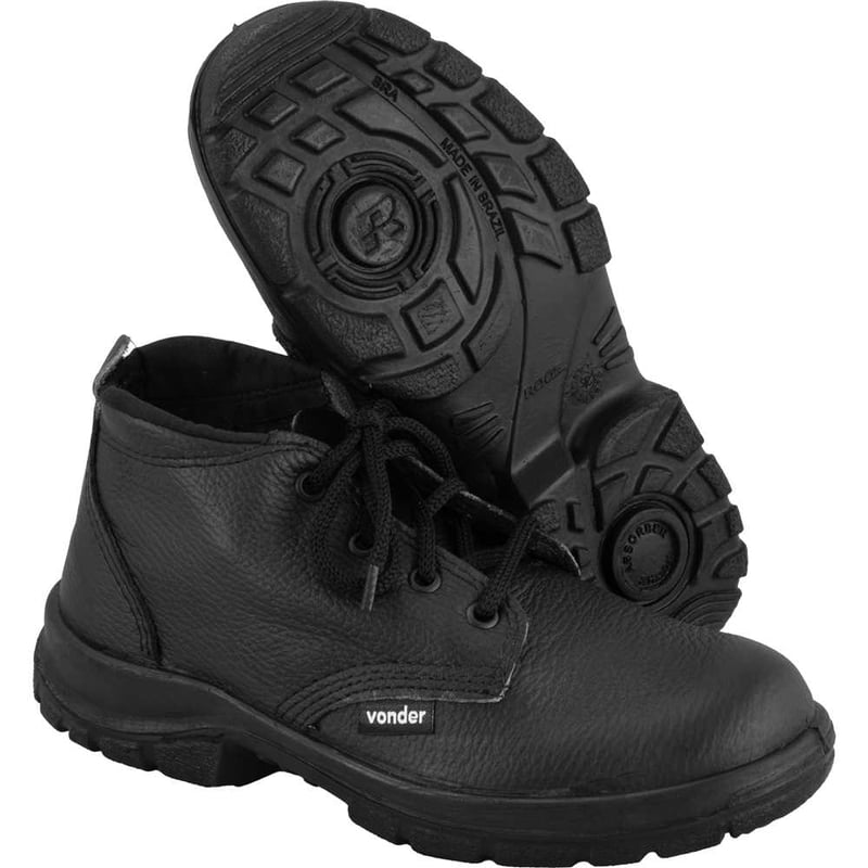 Botina nº 45, com solado em poliuretano bidensidade, com cadarço, sem biqueira