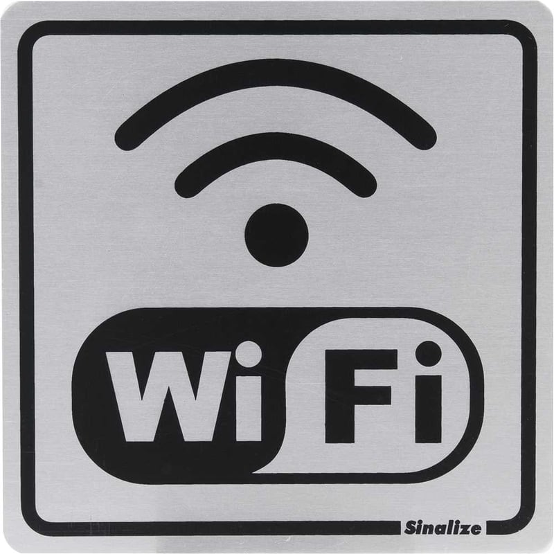 Placa de sinalização em alumínio (WIFI), 15 cm x 15 cm