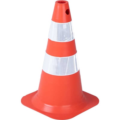 Cone de sinalização com 50 cm flexível, branco e laranja, em PVC