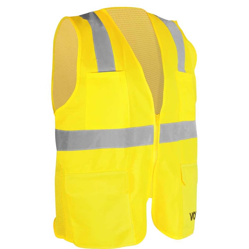 Colete refletivo tipo blusão, com bolso e ziper, amarelo