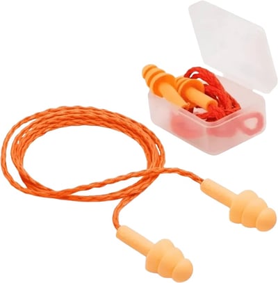 Protetor auditivo tipo plug, de silicone, com cordão em poliéster, HB004680573